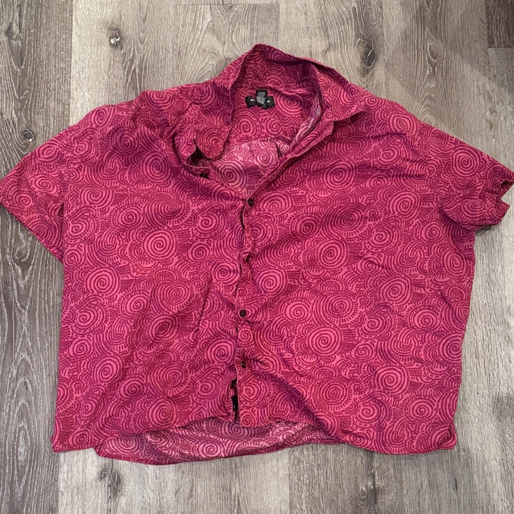 Men's Red Swirl Pattern Casual Button Down Shirt Houston White for Target